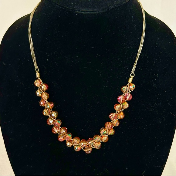 KENNETH COLE New York Beaded Aurora Borealis Woven Triple Strand Necklace - Picture 1 of 7